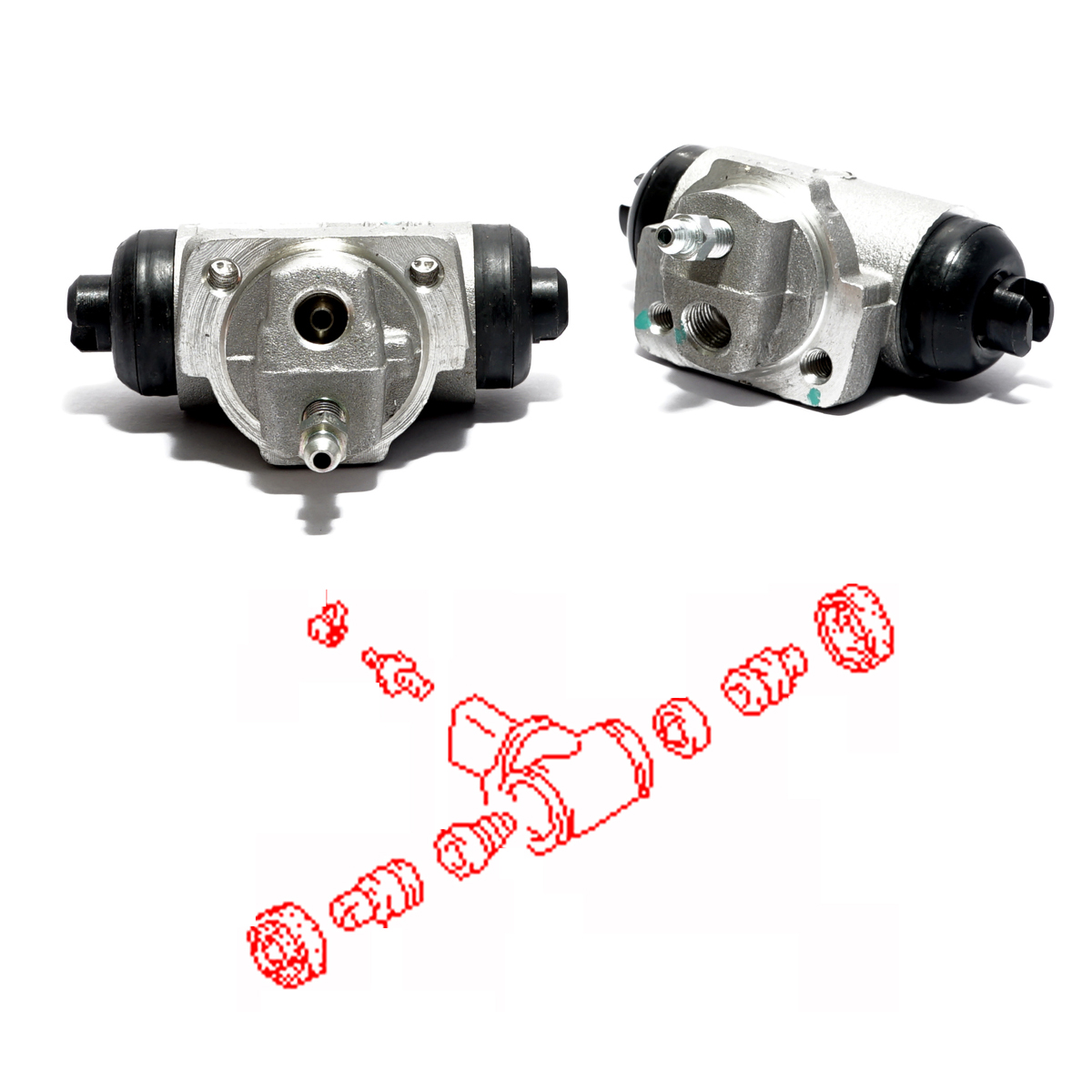 Rear Wheel Brake Cylinder Set Fit Mazda Familia Van VY11 VFY11 1.3L QG13DE 99-07 - Picture 4 of 6